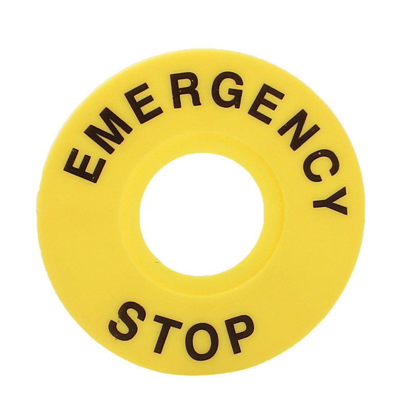 警示警告22mm按钮急停圈标牌黄色stop告牌外径按钮