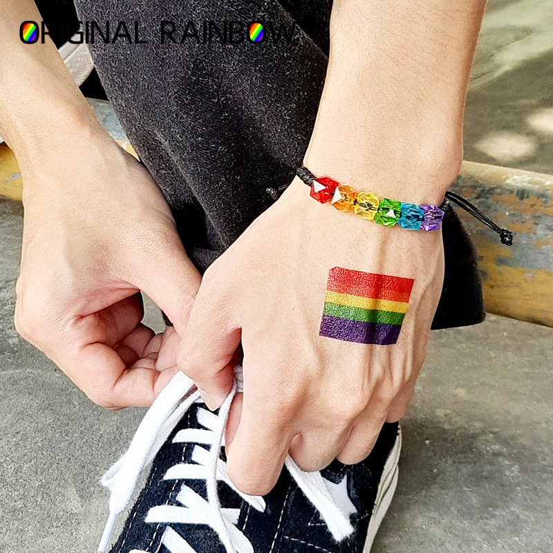 lgbt六色彩虹手链简约男女女生同性情侣编织手链