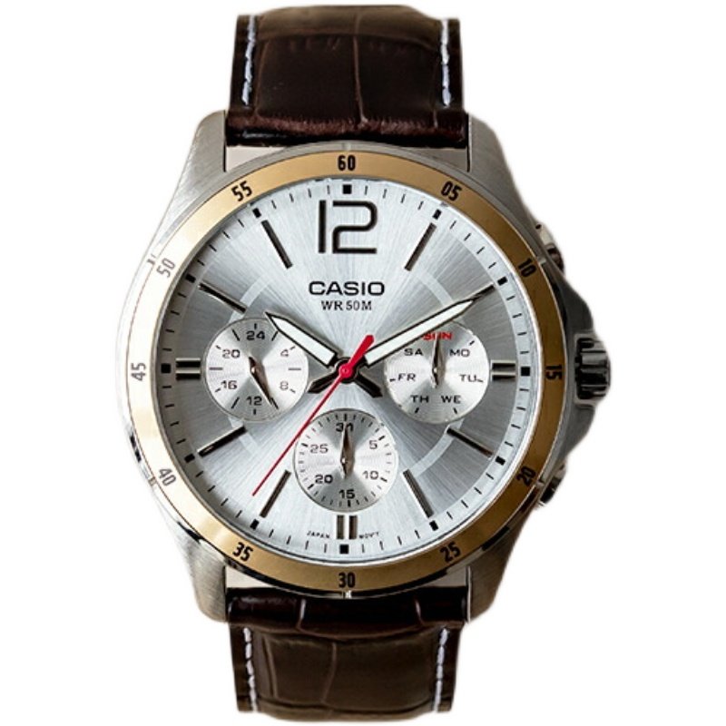 手表卡西欧casiomtp-1374l-1a三眼防水时尚优雅商务男士日韩腕表