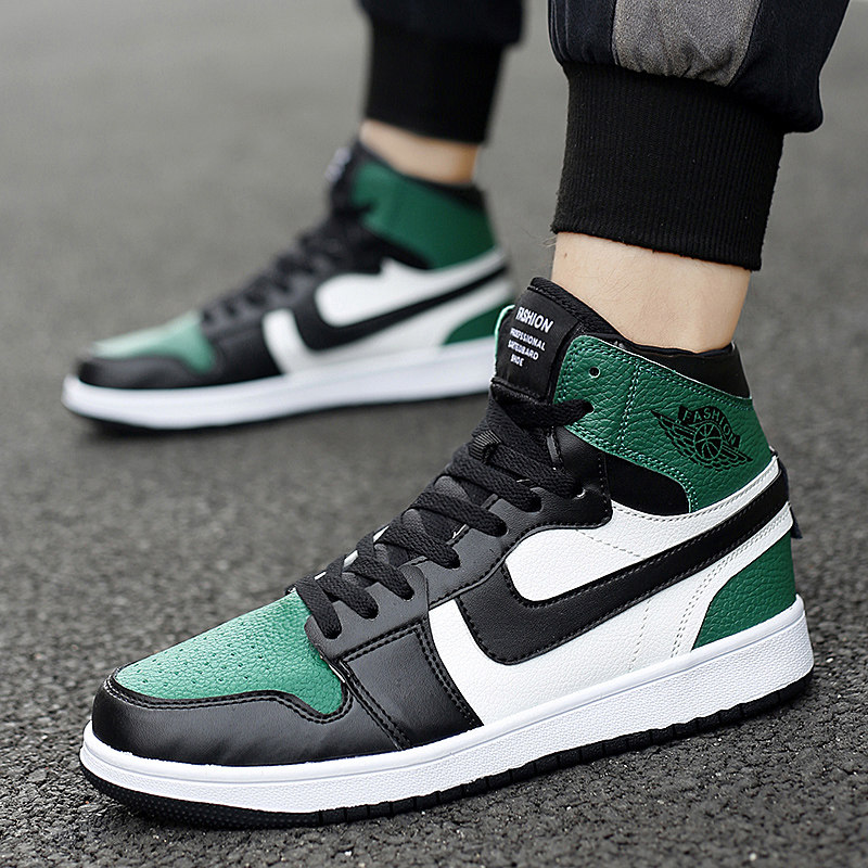 aj12男鞋炫彩彩高熊猫板鞋透气运动休闲中邦鞋男高帮鞋