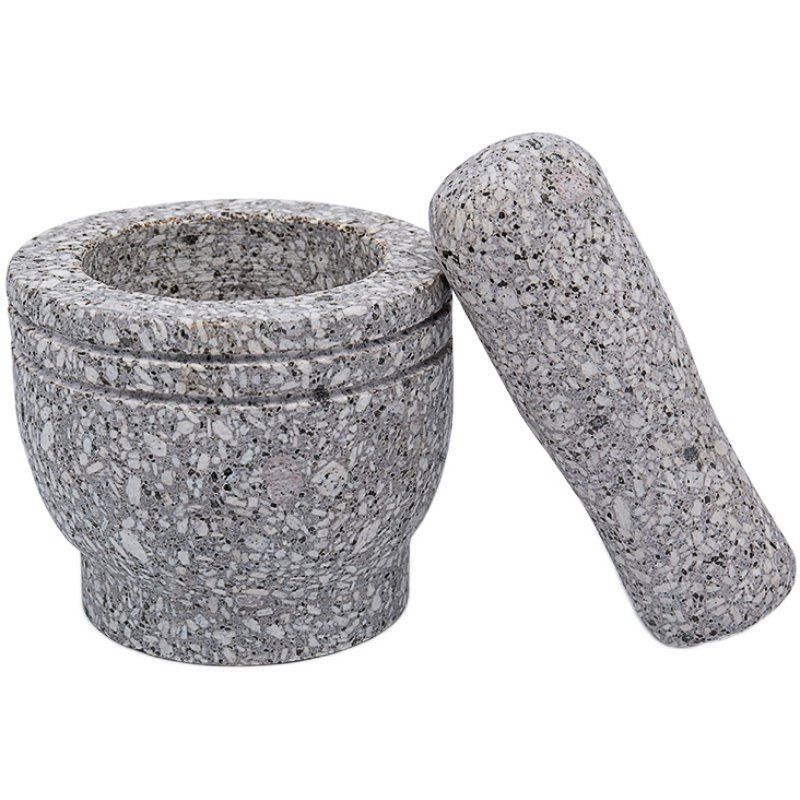 纯天然麦饭石捣蒜蒜缸家用石臼蒜窝药杵药罐老式剥蒜器