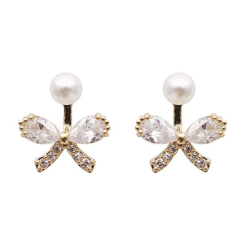 珍珠耳环韩国东大门银针超仙锆石蝴蝶小巧百搭旅行发卡