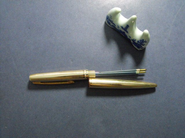 圆珠笔丰华铝杆刻花双色90年代库存怀旧经典老笔文具圆珠笔