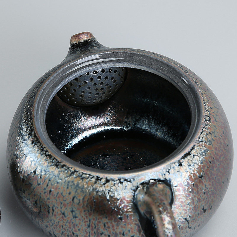 九木|曾广旭原矿天目釉建盏茶壶 西施壶 窑变茶壶 手工球孔泡茶器