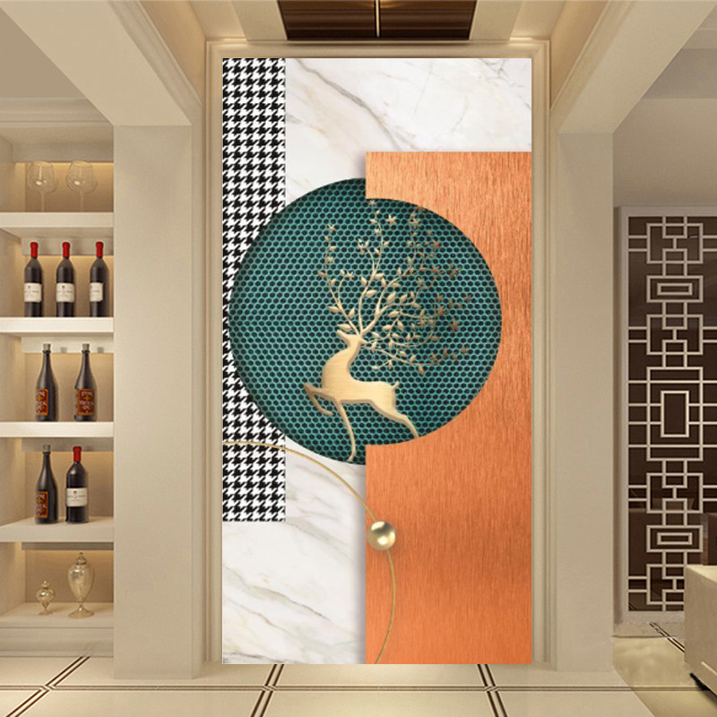 现代简约入户玄关背景墙装饰画轻奢走廊过道尽头抽象无纺布墙纸