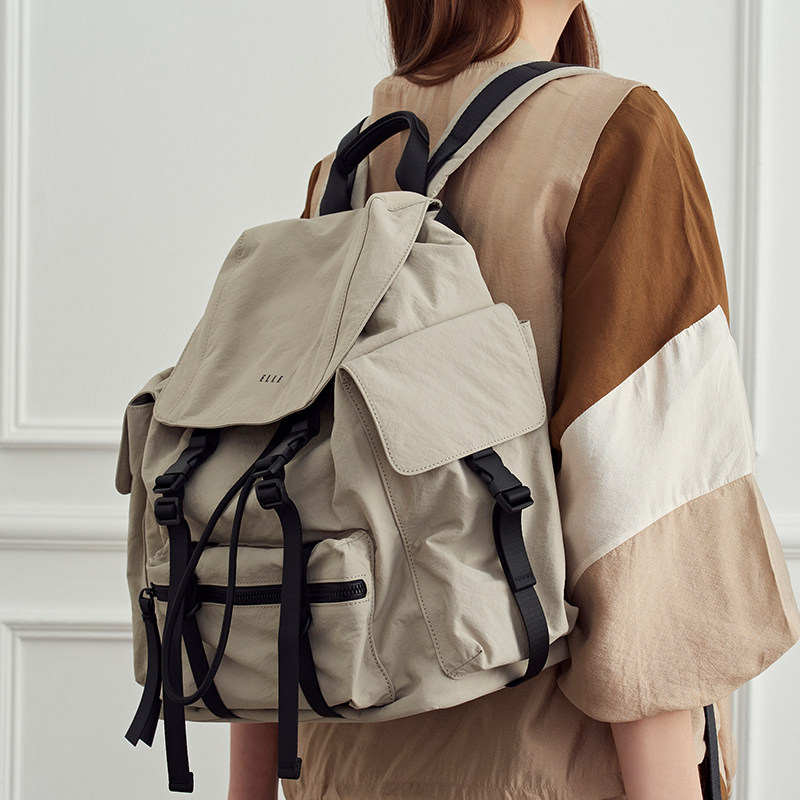 elle女包2023新款休闲双肩包通勤大容量书包旅行双肩背包