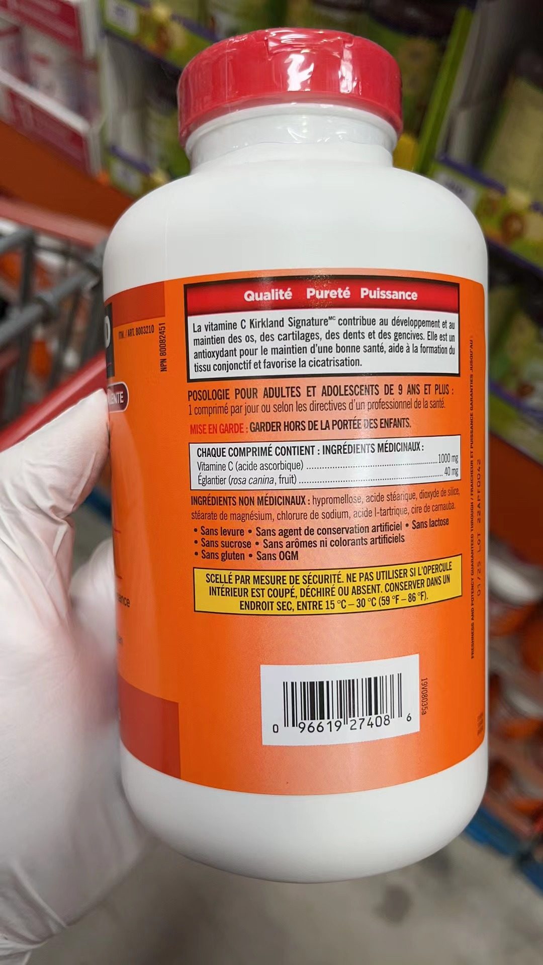 加拿大代购可兰kirkland维生素c1000mg长效玫瑰500粒维生素