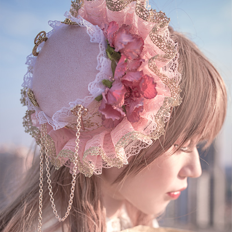 gardenia原创设计lolita朋克风格山茶花多色百搭小礼帽lolita洛丽塔