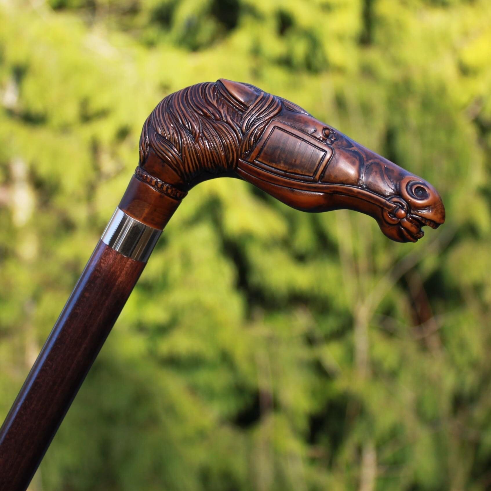 英国进口英伦手杖拐杖登山杖马头收藏老人生肖登山杖