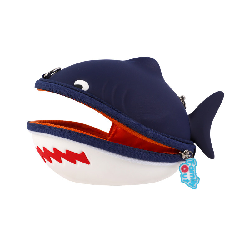 familyout凡米粒鲨鱼鱼宝宝儿童单肩包男女童户外旅行斜挎包