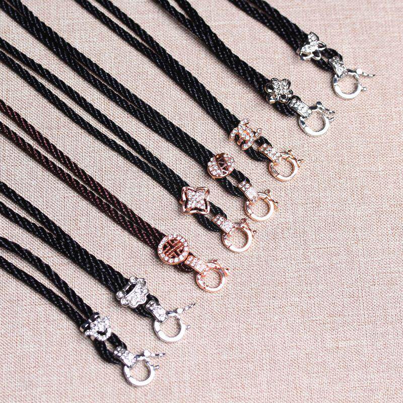 水钻活口毛衣链挂坠绳电镀玫瑰金镶绳