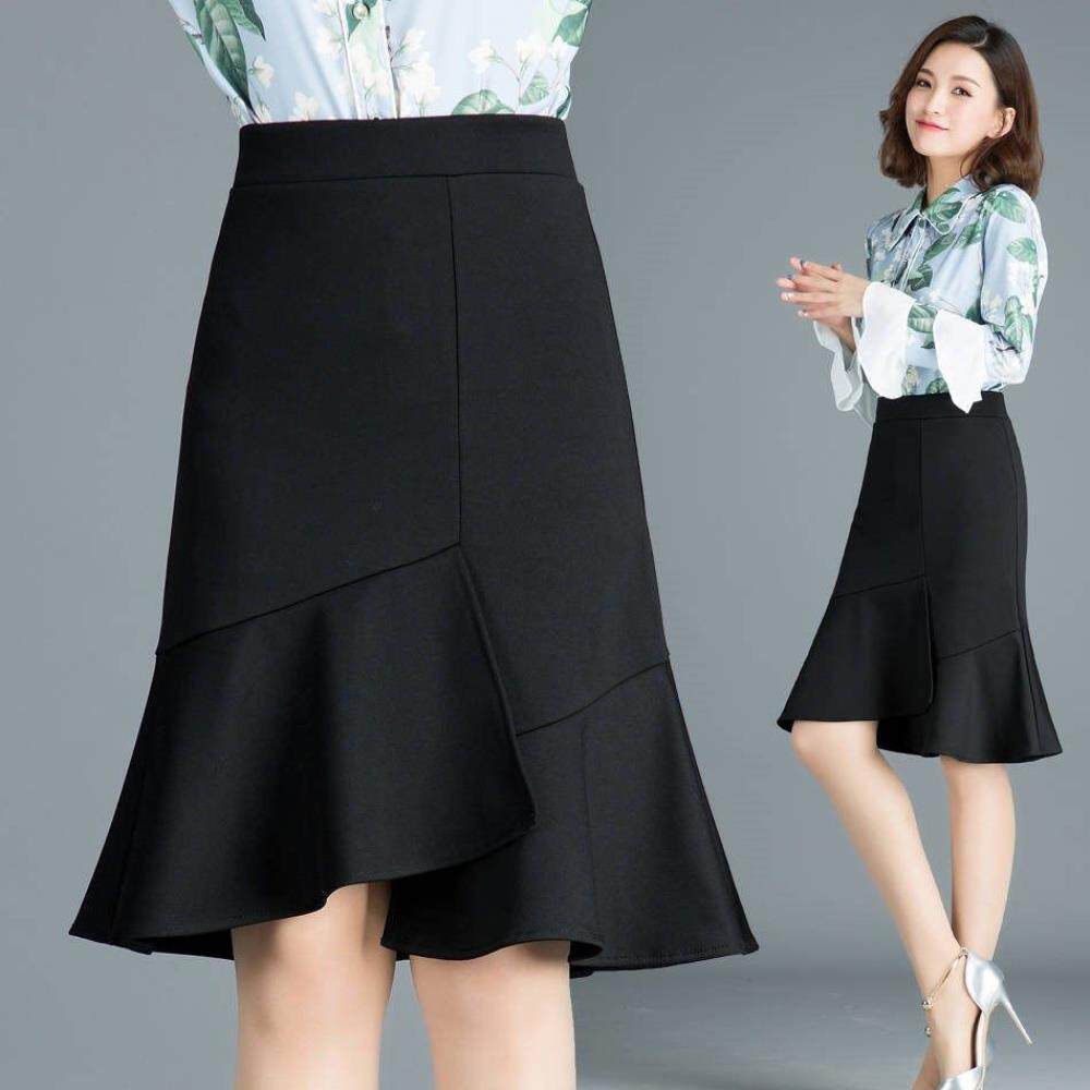 半身百搭荷叶高腰裙韩版臀裙武汉款包中长鱼尾半身裙