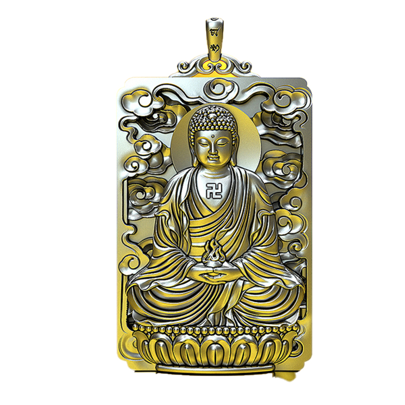 本命佛大日如来s999纯银吊坠实心菩萨项链属复项坠