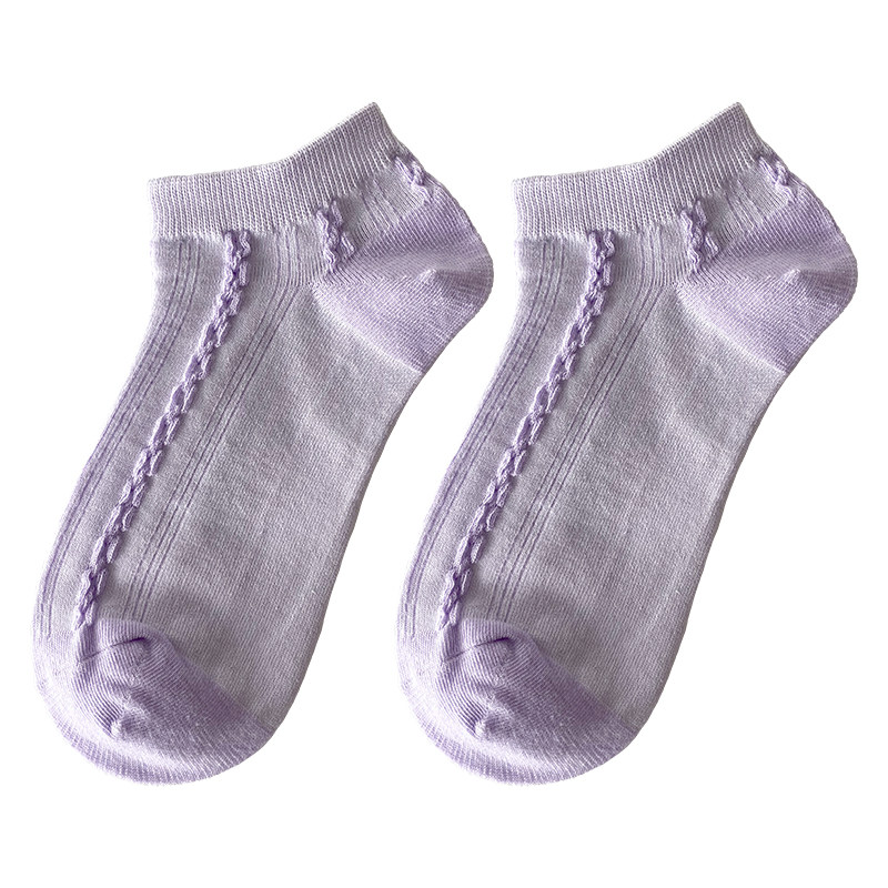 紫色袜子女短袜浅口夏季薄款ins可爱日系香芋船袜