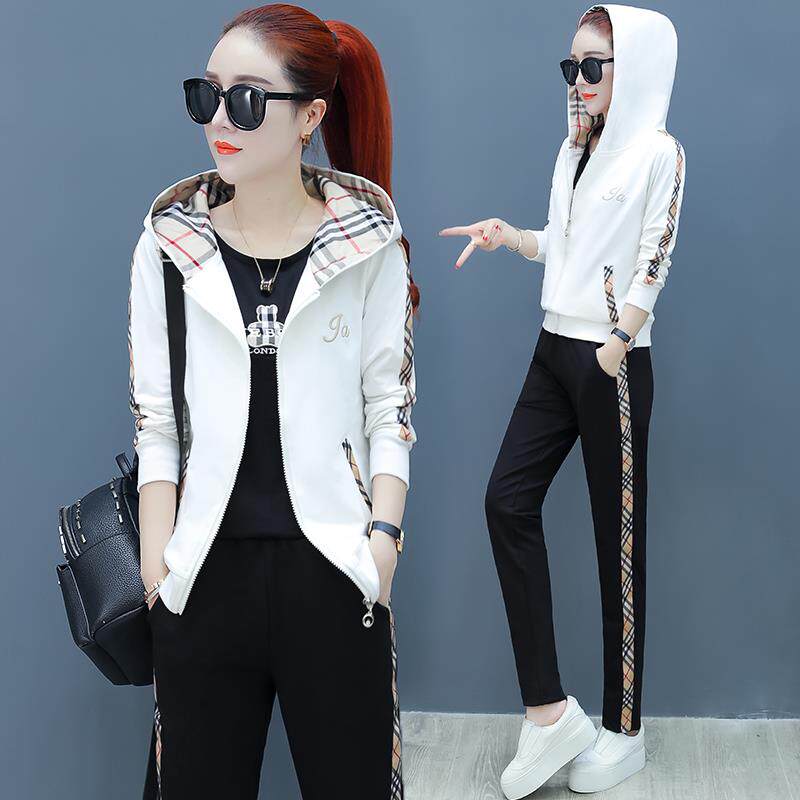 女士卫衣春款女装2021年新款潮春装衣服运动休闲套装外套品牌0319