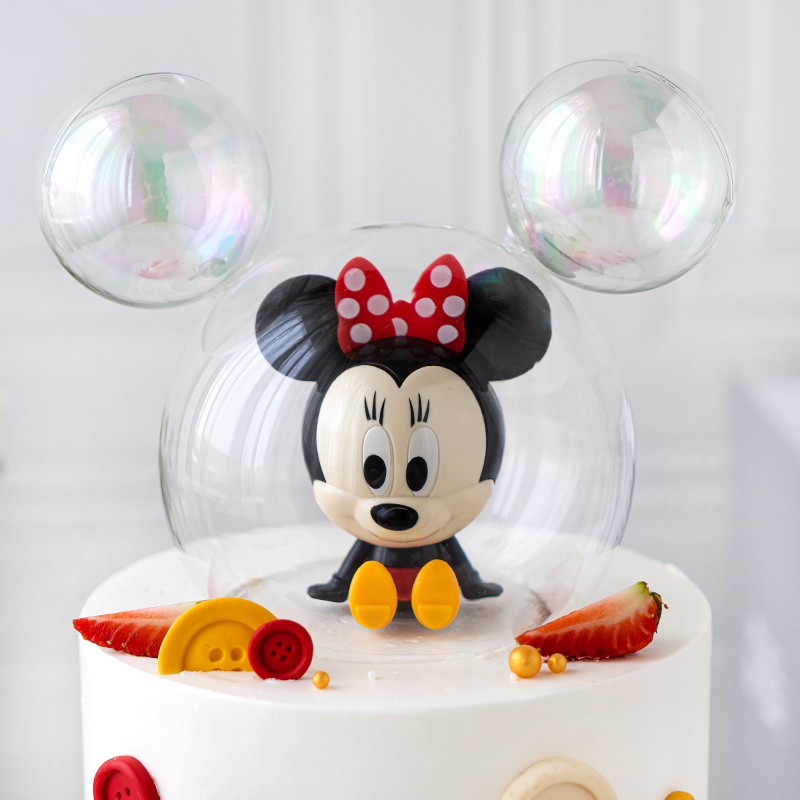 蛋糕烘焙装饰鼠宝宝周岁生日蛋糕摆件玻璃罩米老鼠情景节日装扮用品