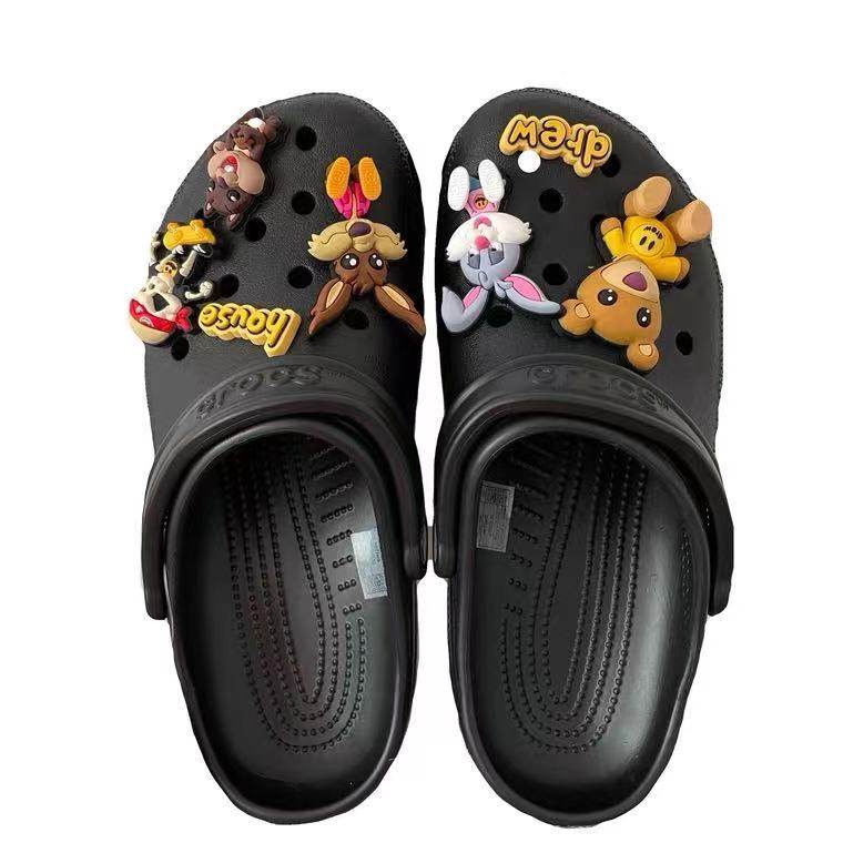 drewadlvhouse贾斯汀联名笑脸小熊拖鞋凉鞋男家居香芋洞洞鞋女