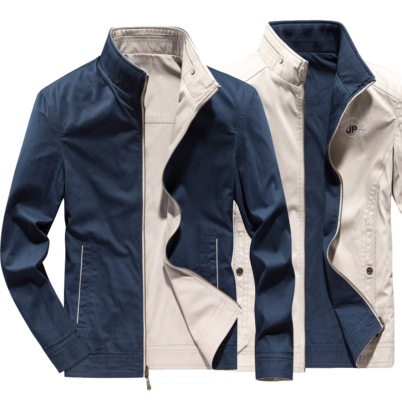 双面穿男士外套两面衣服春秋季薄款秋装上衣纯棉休闲夹克2022新款