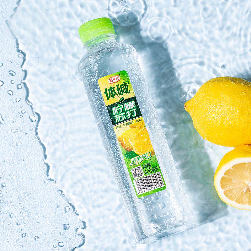栗子园体碱苏打苏打水水蜜桃整箱24瓶400ml无气弱碱性饮用水