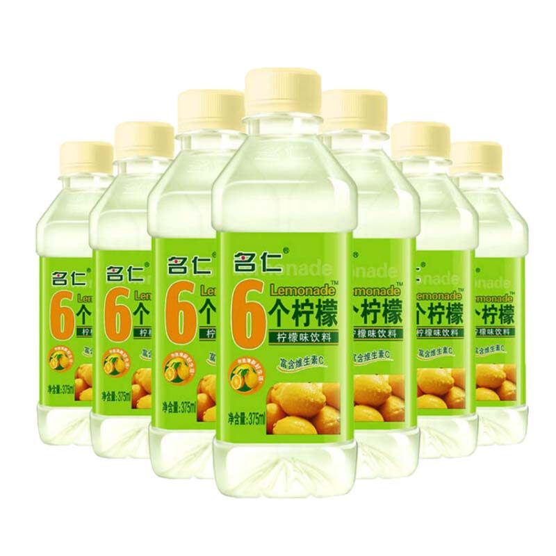 名仁苏打水整箱375ml24瓶明6个柠檬梳打饮料汽水果味