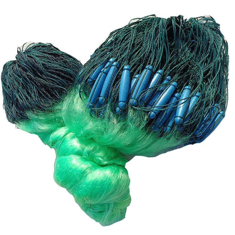 包坠绳三层沉网200米进口绿丝大鱼鱼网粘网渔网鱼网