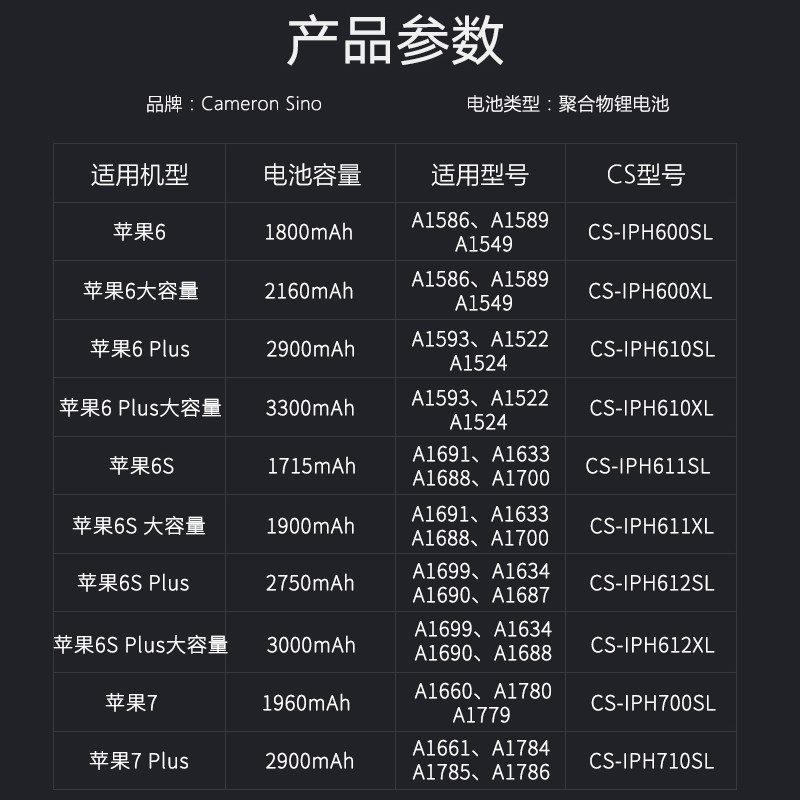 cs正品适用iphone6s苹果7p扩容6sp七板plus手机电池