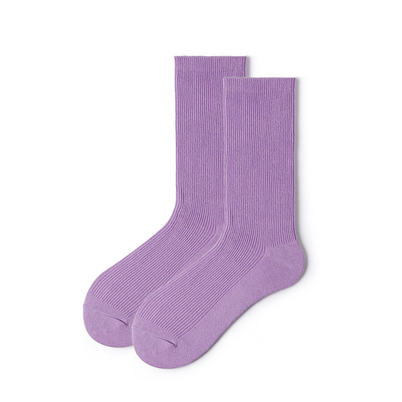 香芋袜日筒袜中筒秋季紫色街头堆堆长袜韩版中筒袜
