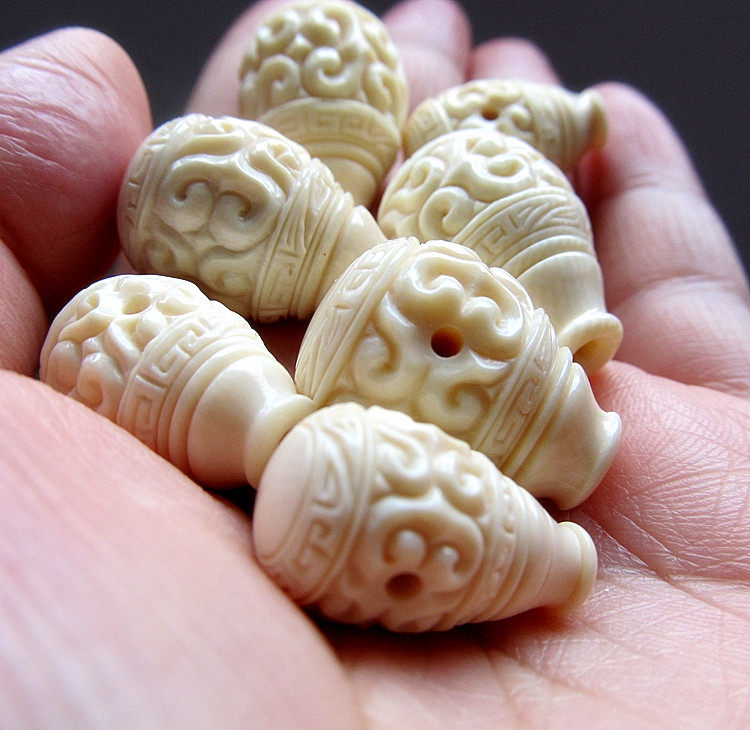 苏工猛犸猛犸象象牙三通佛头一体佛头回纹珠云纹其他diy饰品配件