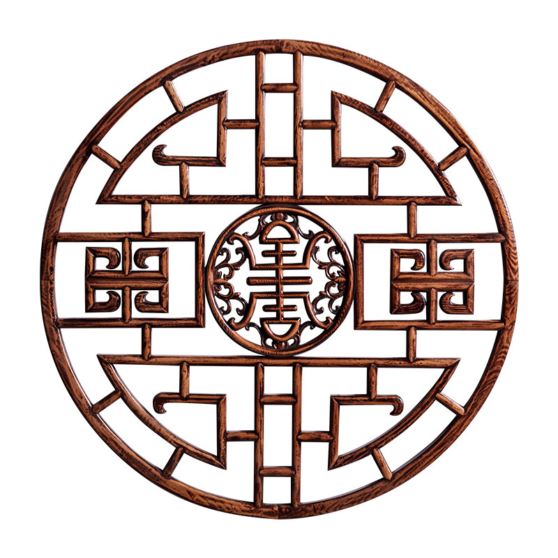 东阳木雕圆福挂件实木花格门窗玄关客厅背景墙木雕