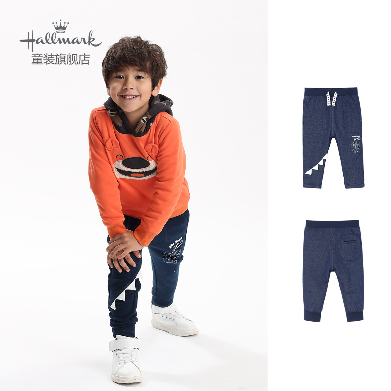 hallmark贺曼童装冬季男童幼童纯棉夹棉小孩裤子裤子