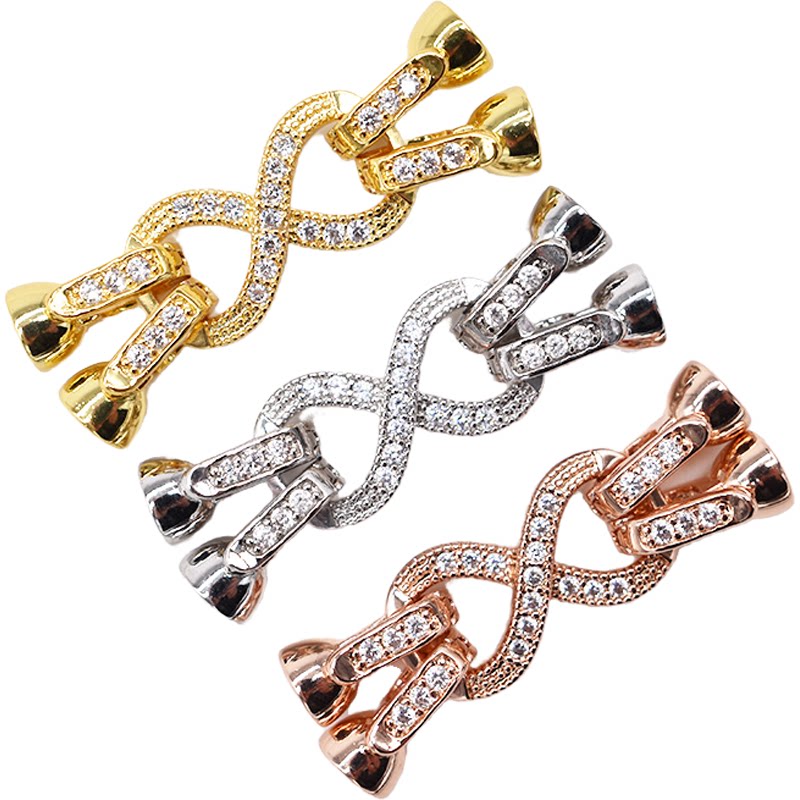 diy珍珠项链8字扣子双排手链长款毛衣链连扣