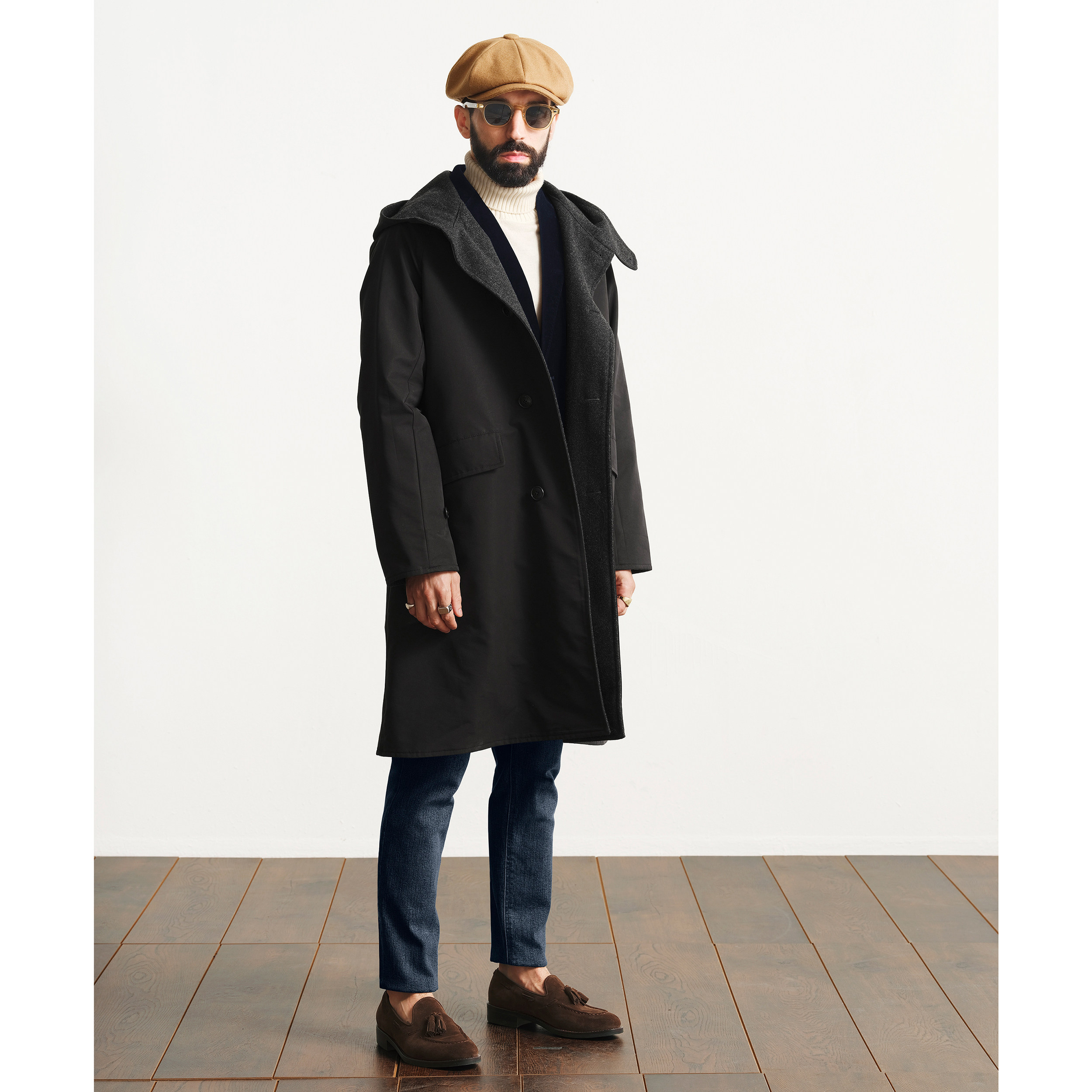 大衣秋冬复古连帽hoodedcoat防雨宽松军事m51毛呢大衣