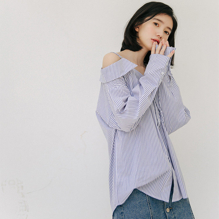 锁骨新款其他码感白色衬衫温柔长袖衬衫