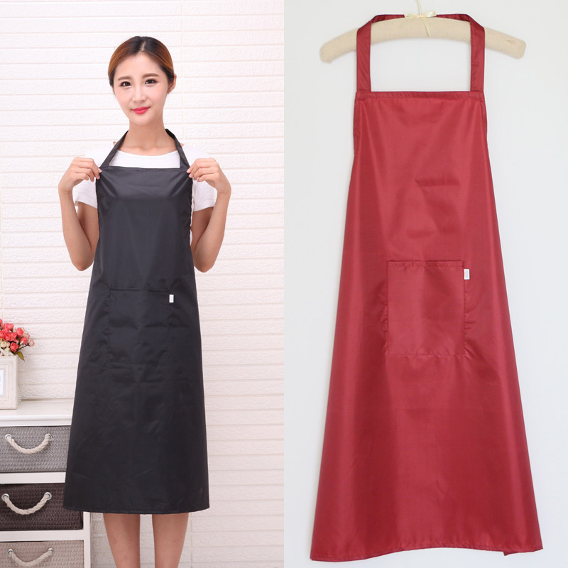 黑色简约防水围裙炒菜油烟加长加大夏天吊带围裙