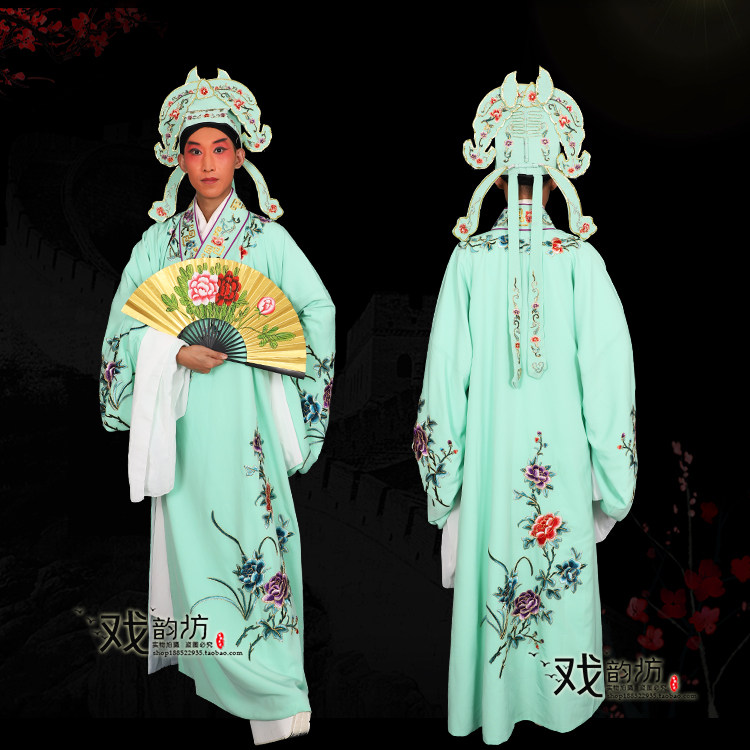 戏曲小生绣花装好服装古装戏古装男斜领绣演出民族服装
