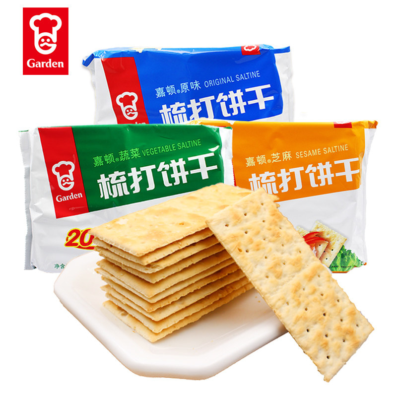 嘉顿梳打饼干420g蔬菜芝麻办公休闲代餐苏打苏打饼干