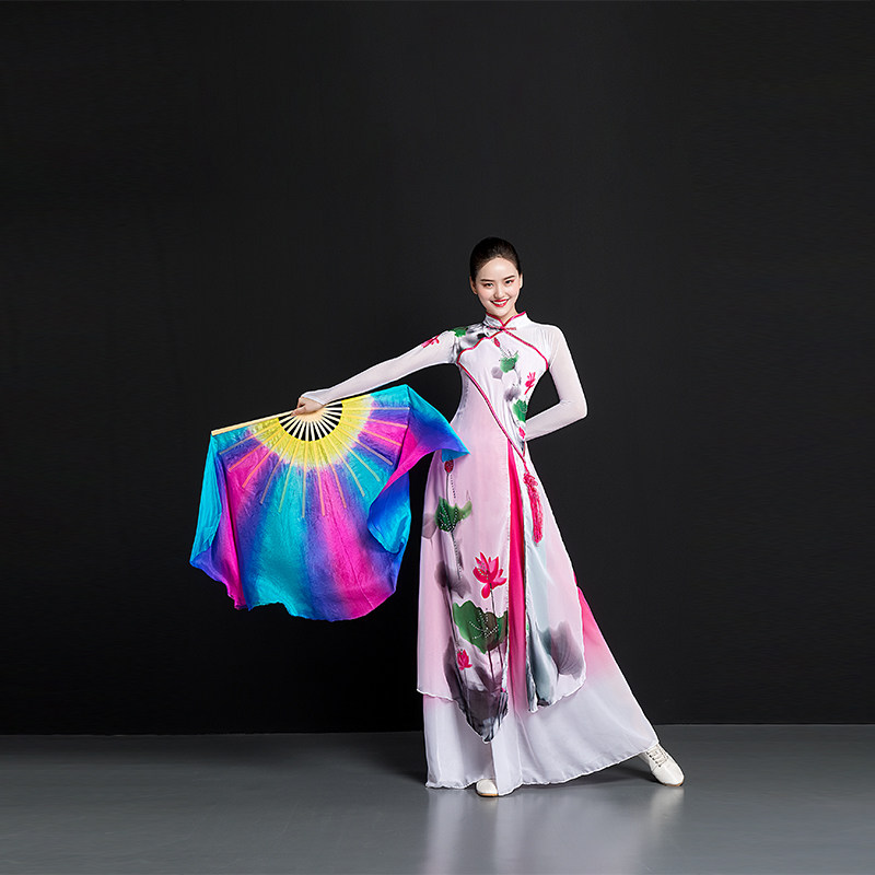 扇子真丝扇舞丹青古典舞扇舞蹈跳舞表演加长更多舞蹈配饰