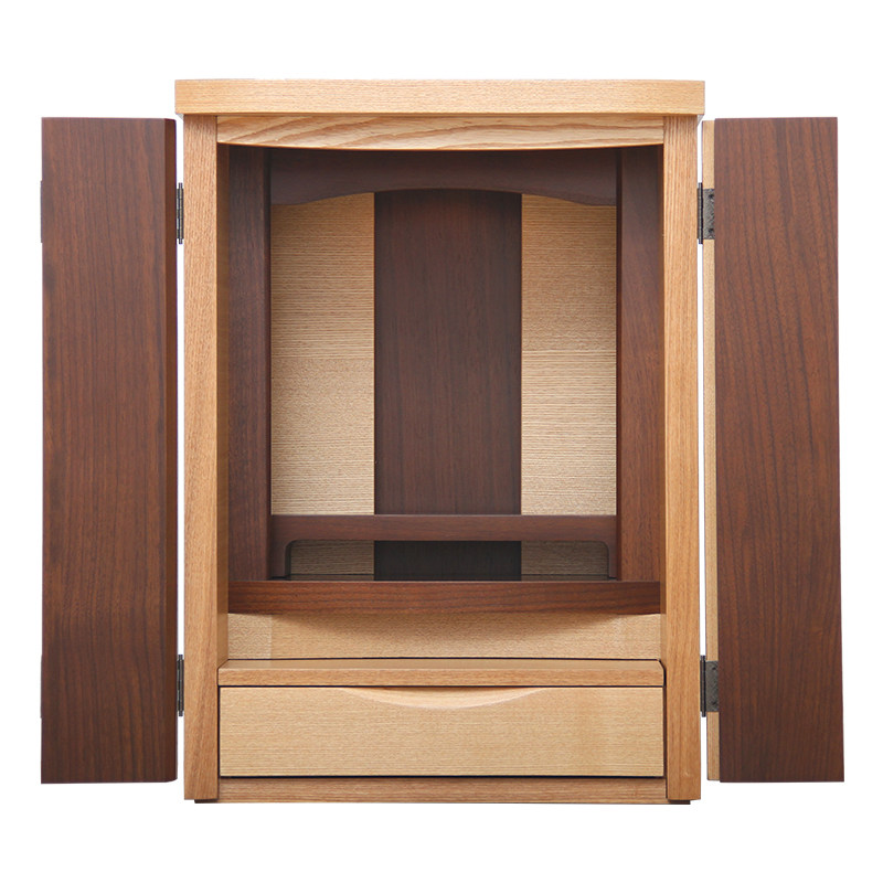 日式带门佛龛拼色现代简约家用小佛龛财神龛禅意供柜壁挂龛