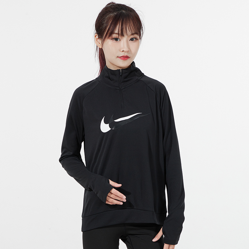nike耐克恤女2021新款运动服长袖立领上衣休闲运动t恤