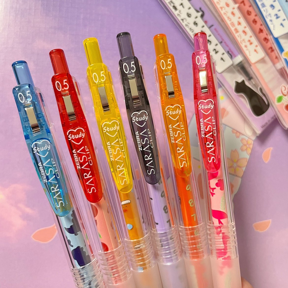 限定日本zebra斑马中性笔study自勉花朵水果樱桃中性笔