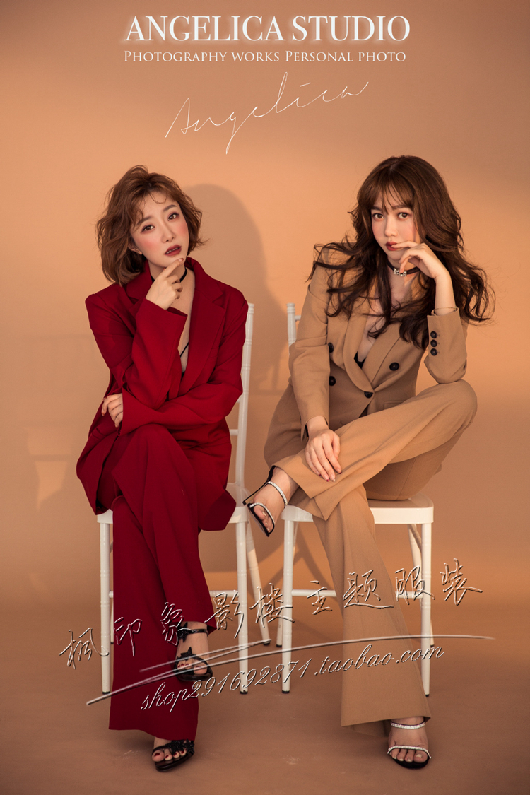 影楼姐妹西装龙西装马卡艺术照闺蜜拍照婚纱
