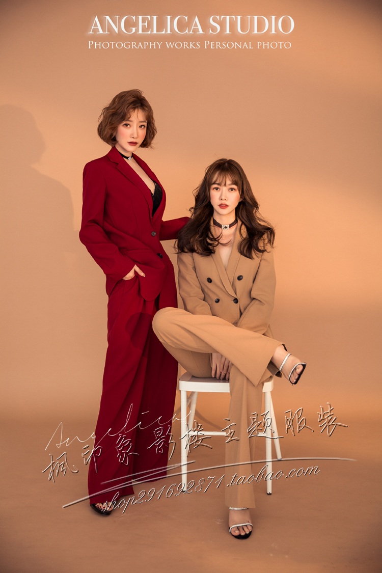 影楼姐妹西装龙西装马卡艺术照闺蜜拍照婚纱