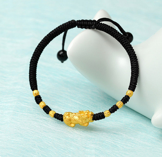 3d工艺貔貅手链 男女情侣手绳 转运珠本命年红绳貔貅 j