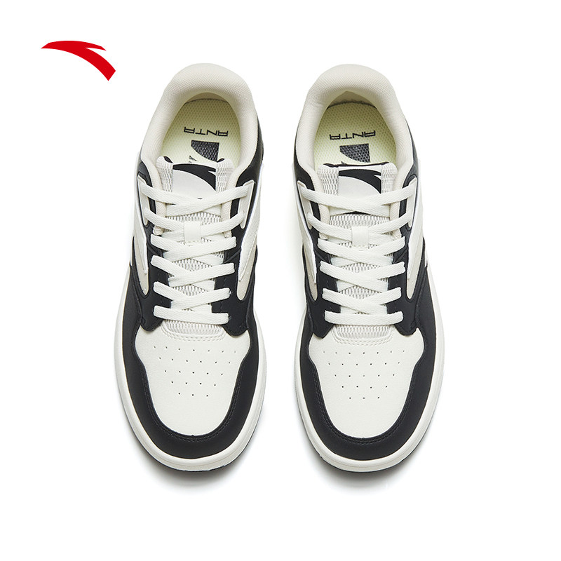 安踏黑白休闲运动休闲百搭熊猫黑白熊平底小街新款板鞋