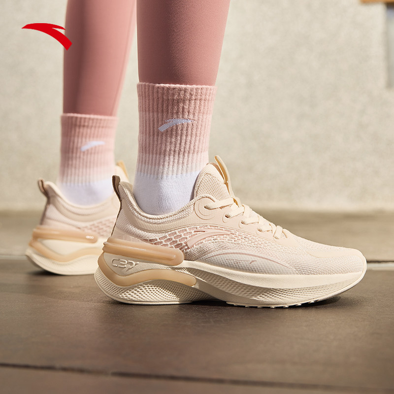 安踏c37逐浪丨缓震休闲跑步鞋女2022秋季新款软底运动鞋耐磨女鞋-mc