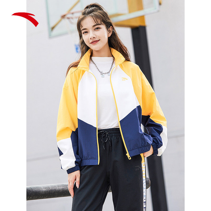 安踏运动外套女春秋2021新款宽松休闲上衣梭织薄夹克162138602-mc母婴