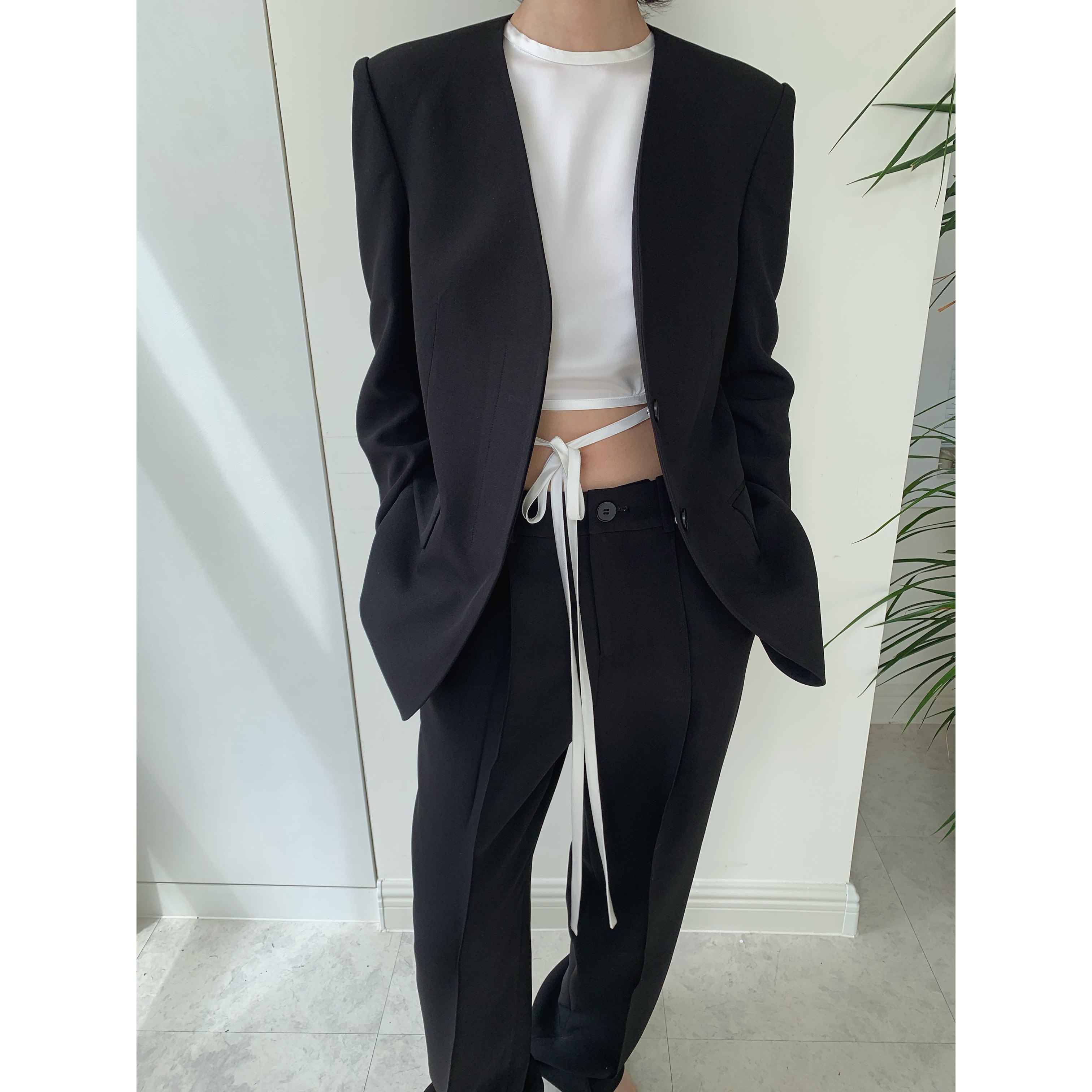 西装安帛外套夏季薄款高级套装夏款垫肩设计西装