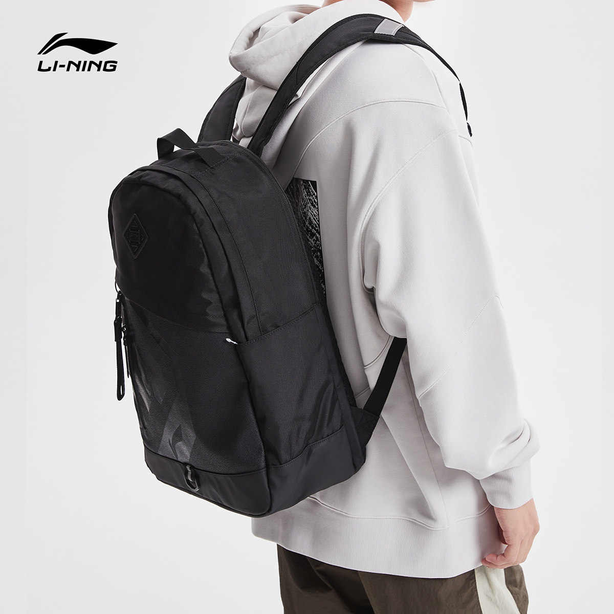 李宁双肩包男包女包badfive篮球系列背包学生书包双肩背包