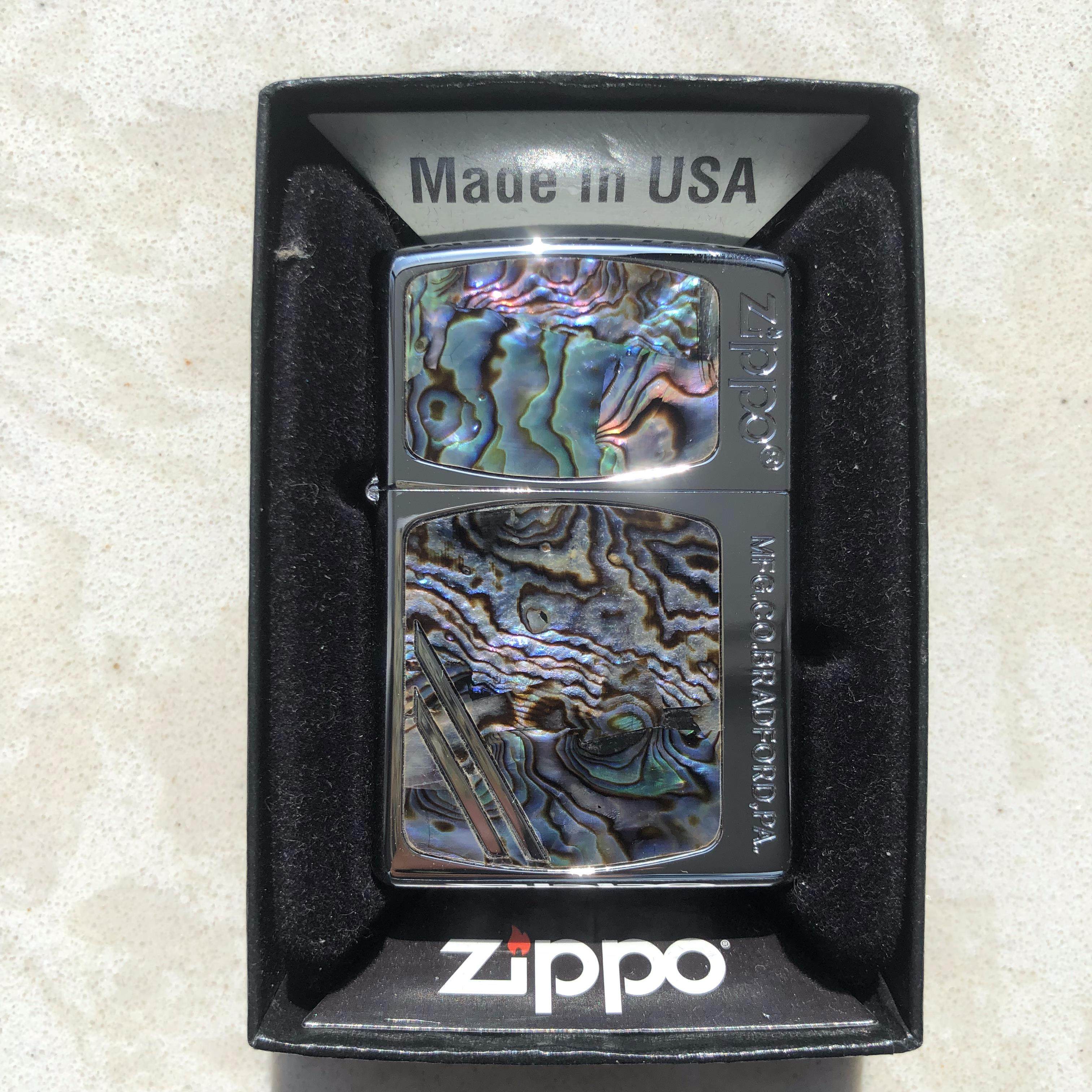 zippo之宝打火机镜面彩贝镶嵌2018年煤油打火机