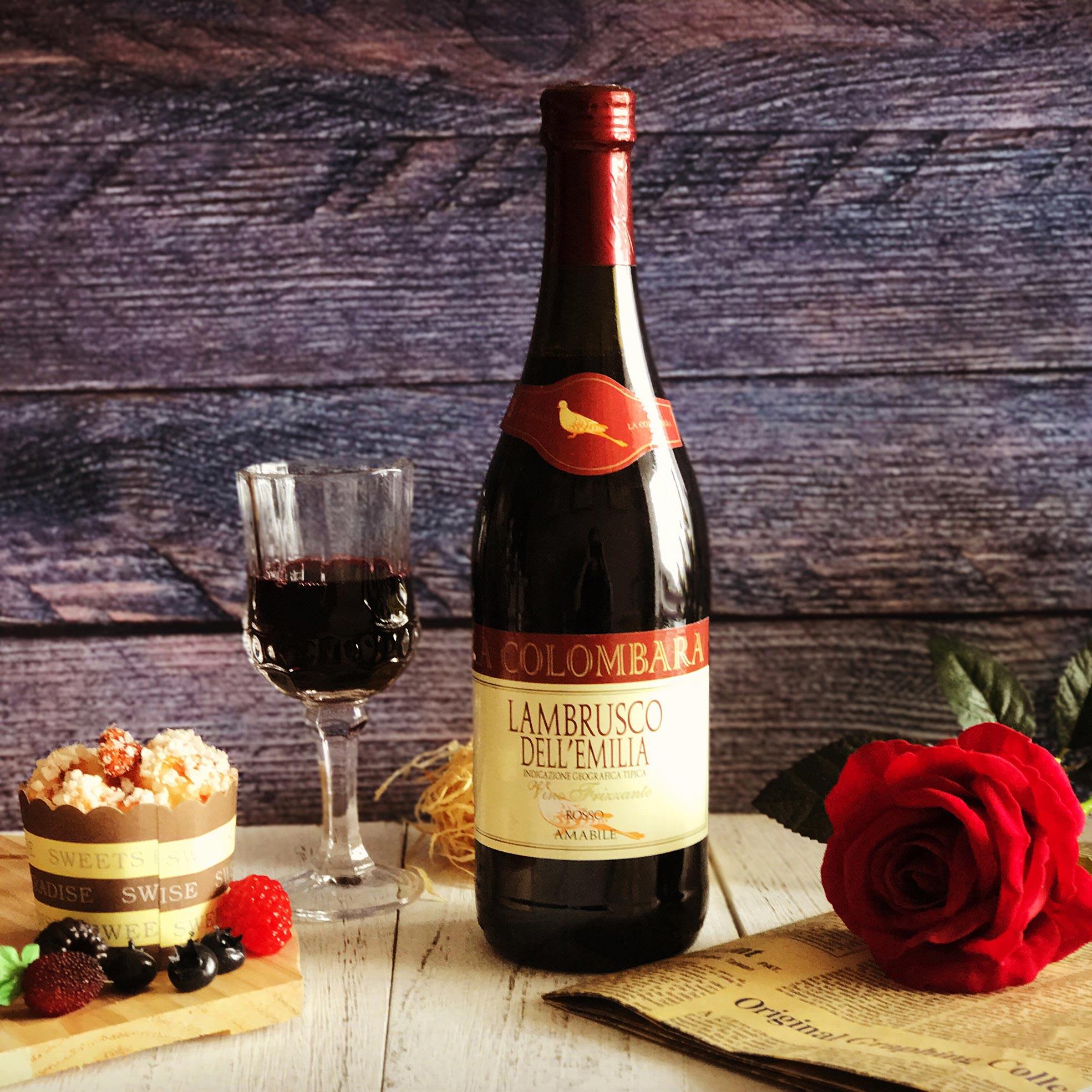 好喝不贵!意大利原装原瓶进口蓝布鲁斯科lambrusco甜红起泡葡萄酒